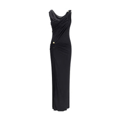 Vestido largo de jersey drapeado de Versace