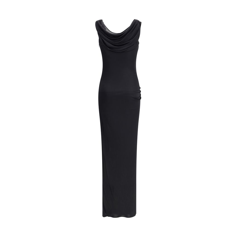 Vestido largo de jersey drapeado de Versace