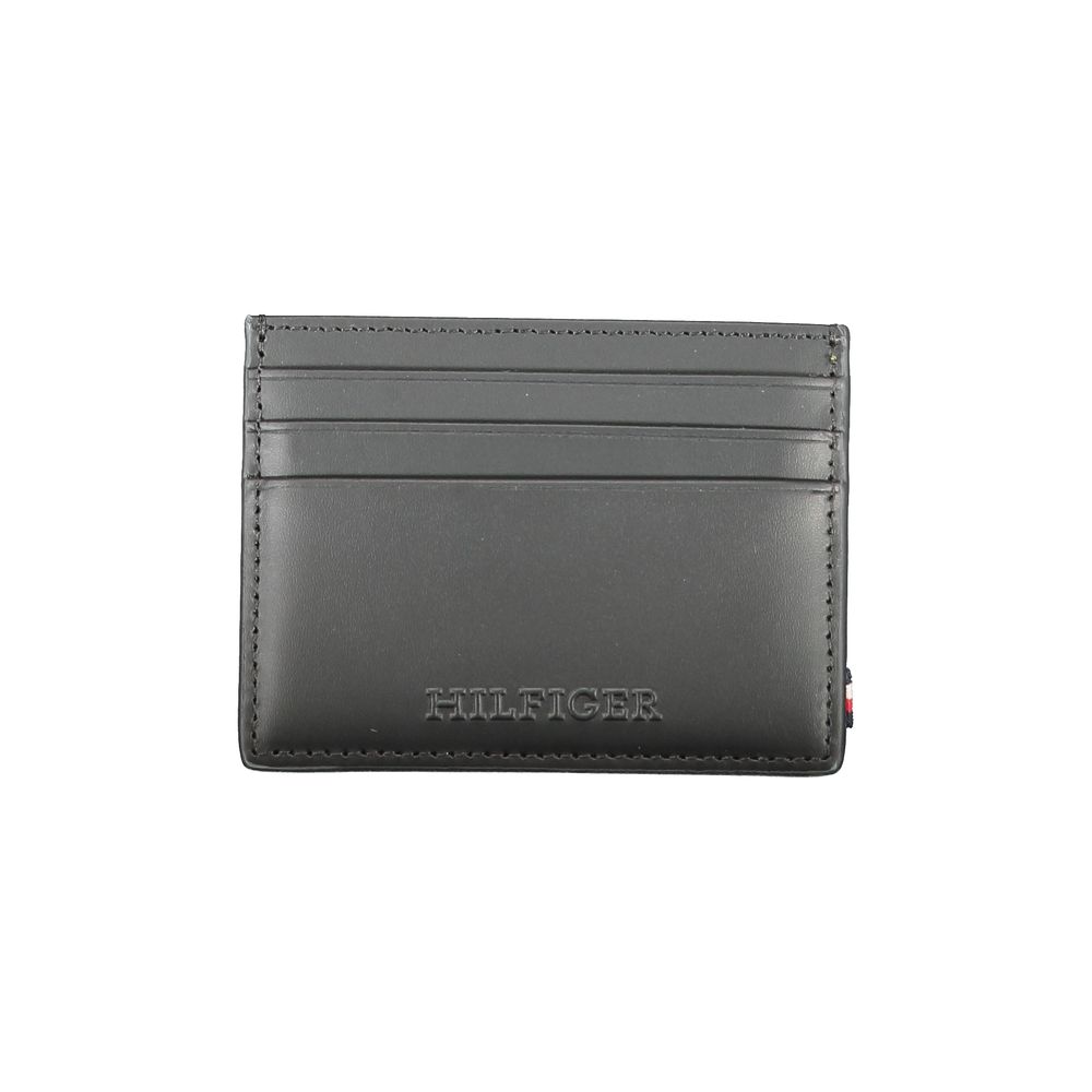 Cartera de cuero negra Tommy Hilfiger