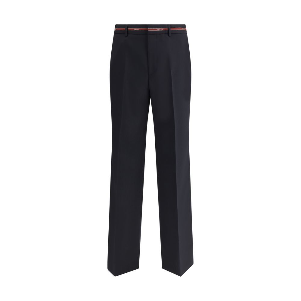 Pantalones de lana con detalle de orillo de Gucci