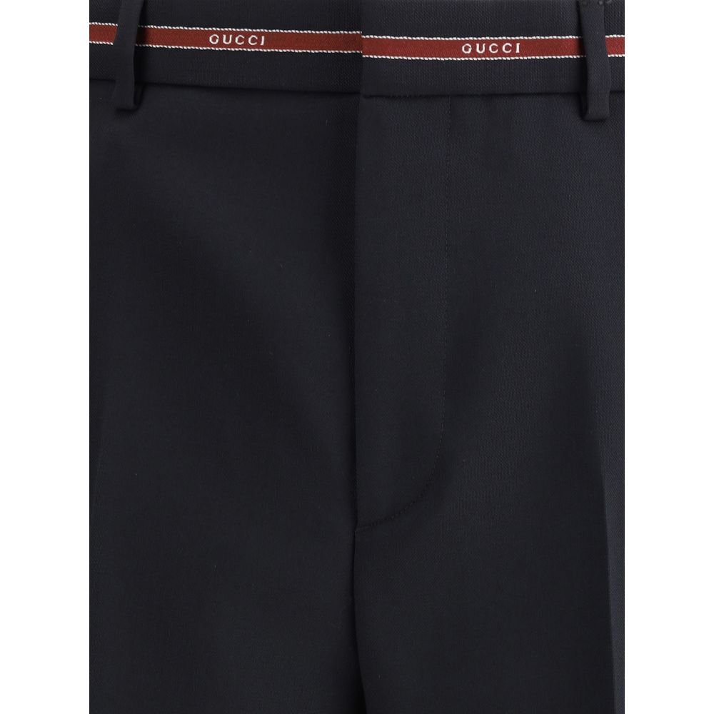 Pantalones de lana con detalle de orillo de Gucci
