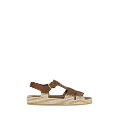 Sandalias de piel y rafia de Prada