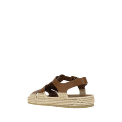 Sandalias de piel y rafia de Prada