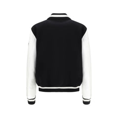 Chaqueta bomber universitaria de cuero y lana Off-White