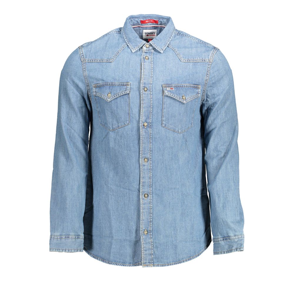 Camisa de algodón azul Tommy Hilfiger