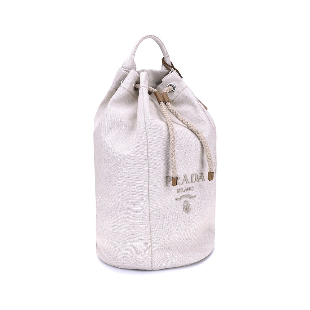 Bolso de lino tipo cubo de Prada