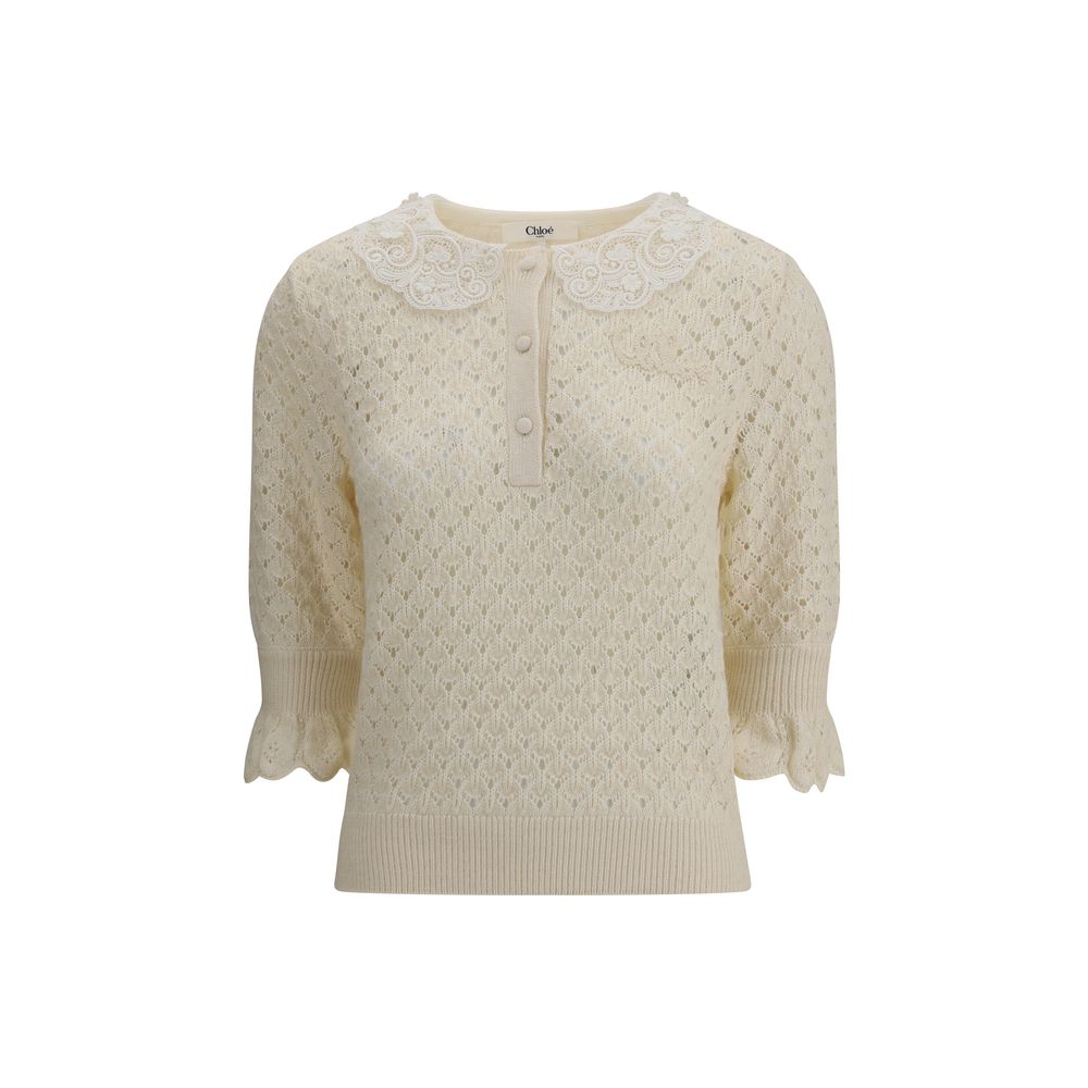 Suéter Chloé con cuello de encaje