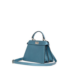 Bolso de hombro de piel azul Fendi