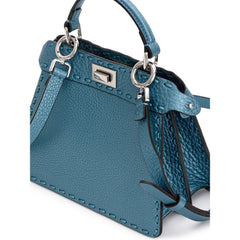 Bolso de hombro de piel azul Fendi