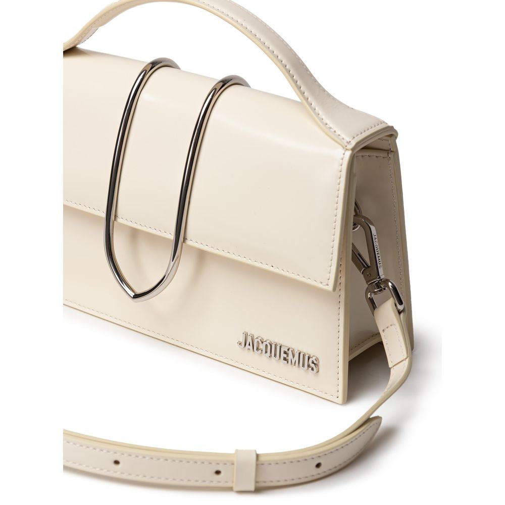 Bolso de hombro de piel beige Jacquemus