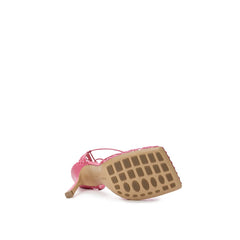 Sandalia Bottega Veneta de tela y piel rosa