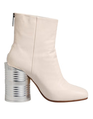 Maison Margiela White Calf Leather Can Heel Boots Shoes