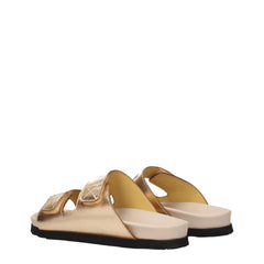 Palm Angels Gold Leather Slipper