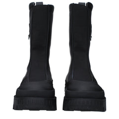 Moncler Black Leather Ankle