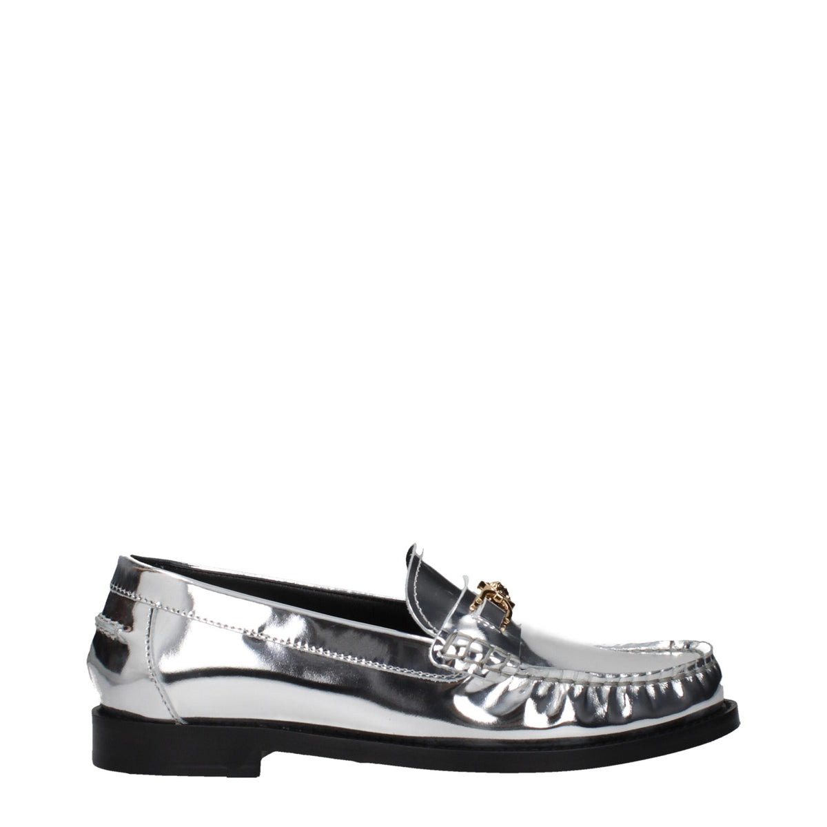 Versace Gray Leather Loafer